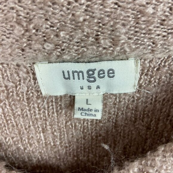 Umgee Chunky Knit Tunic Sweater Tan Beige Size Large High Neck Cozy Soft Long L - Picture 4 of 15